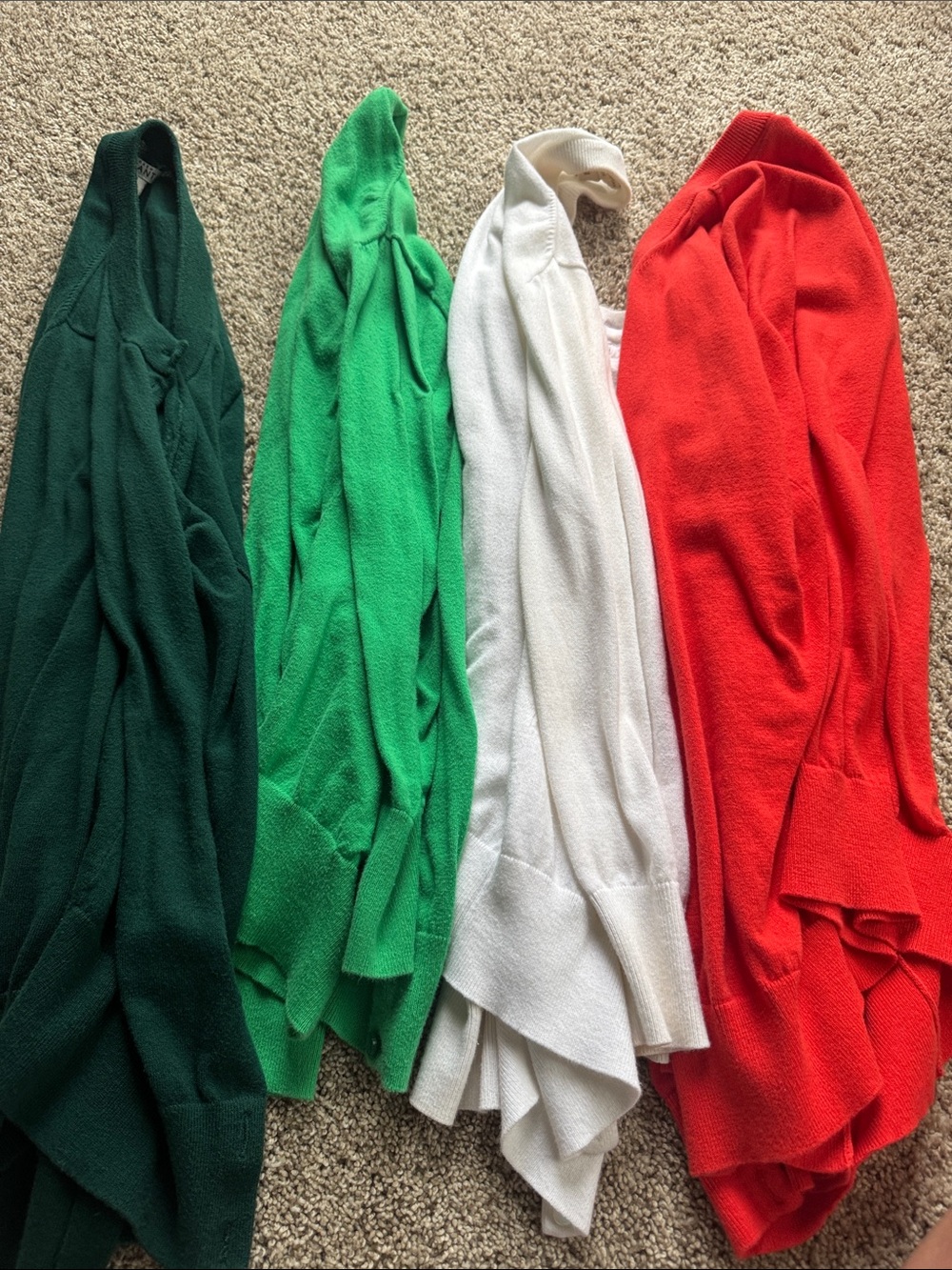 J. Crew Factory Green, Kelly Green, White & Red Sweater Cardigans
